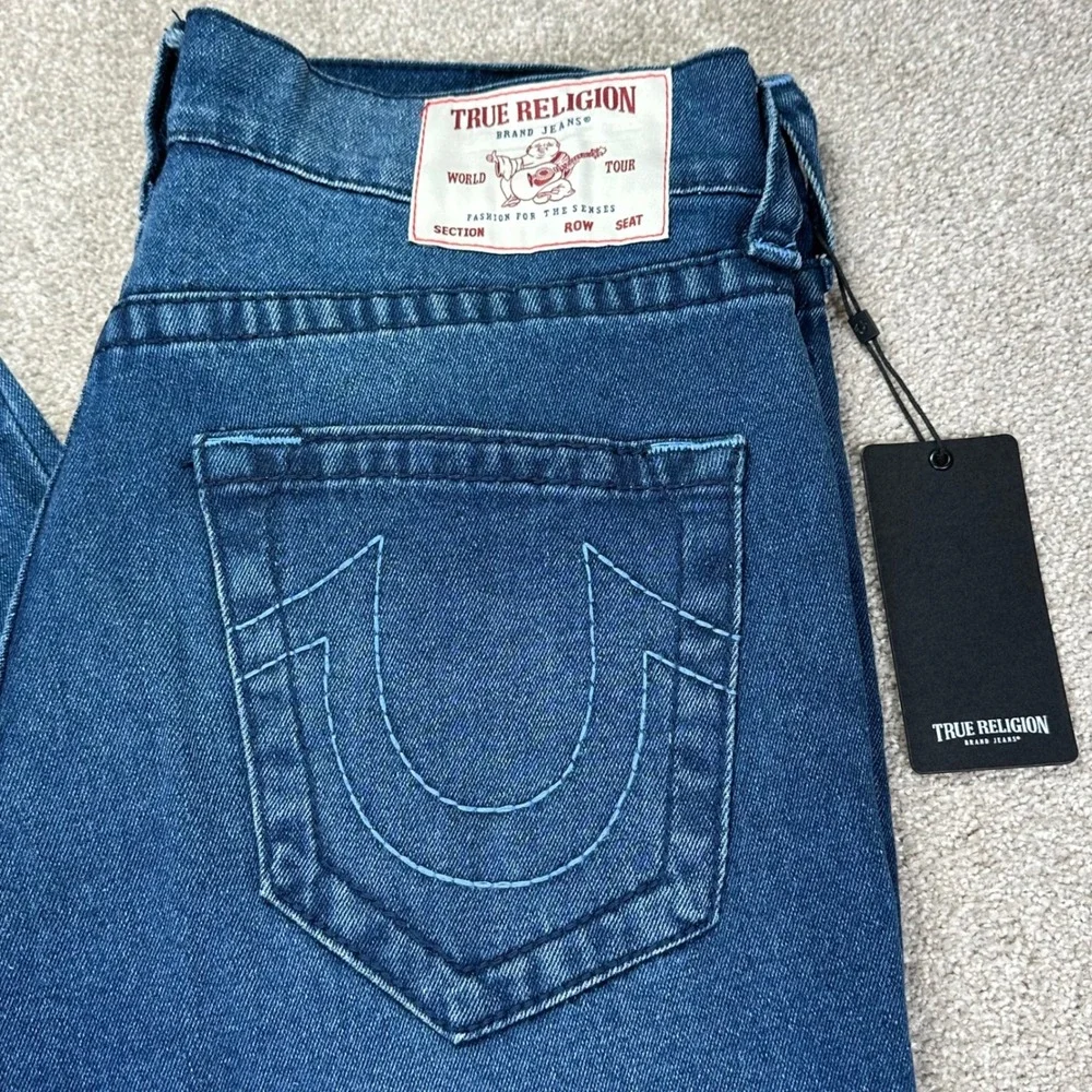 True Religion Men's 36 Ricky Big T Straight Blue‎ New Relaxed Straight Jeans
